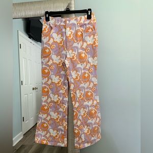 Purple and orange flowery print jeans